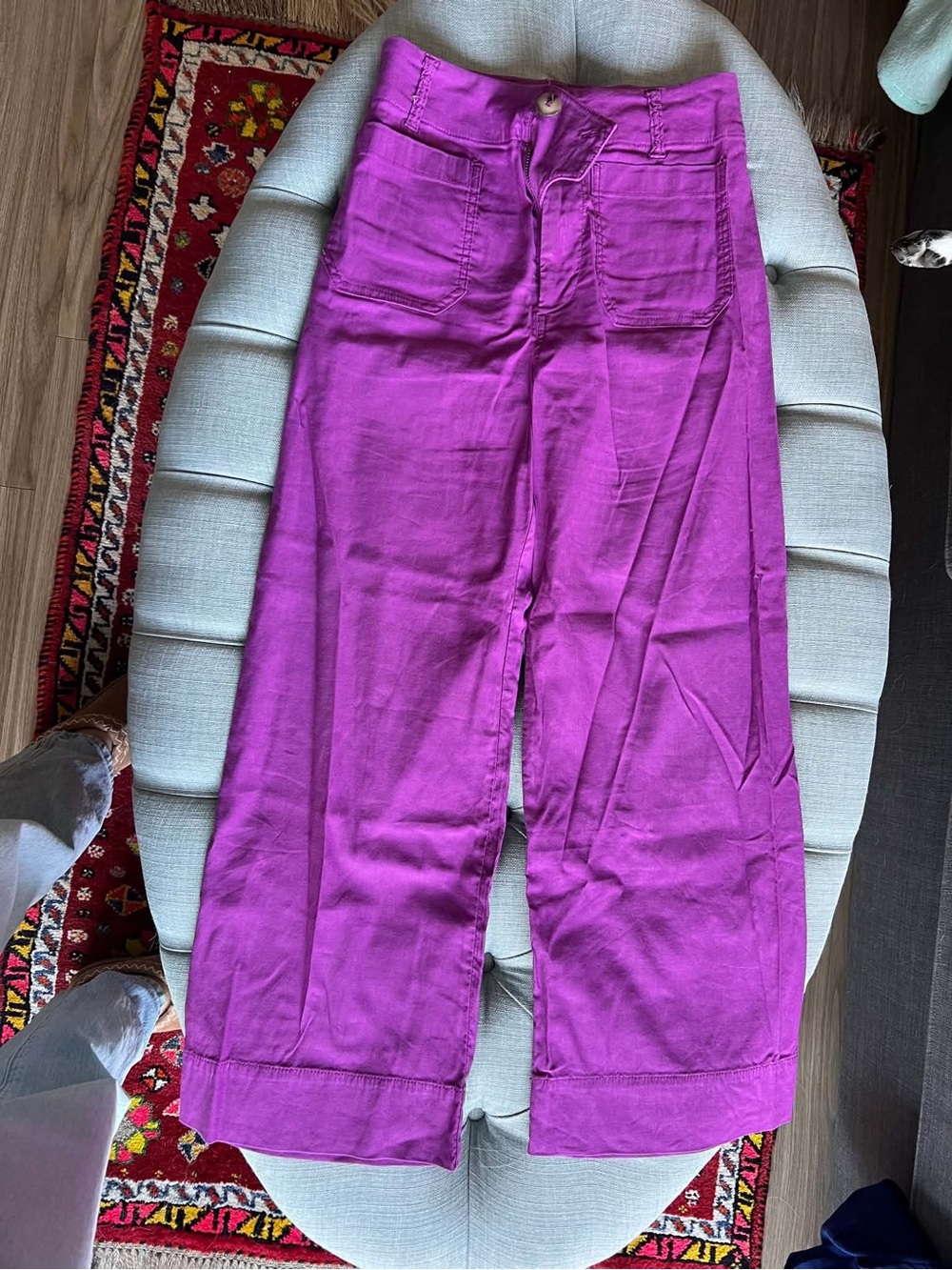 Anthropologie Wide-Leg High-Rise Pants in Bright Magenta